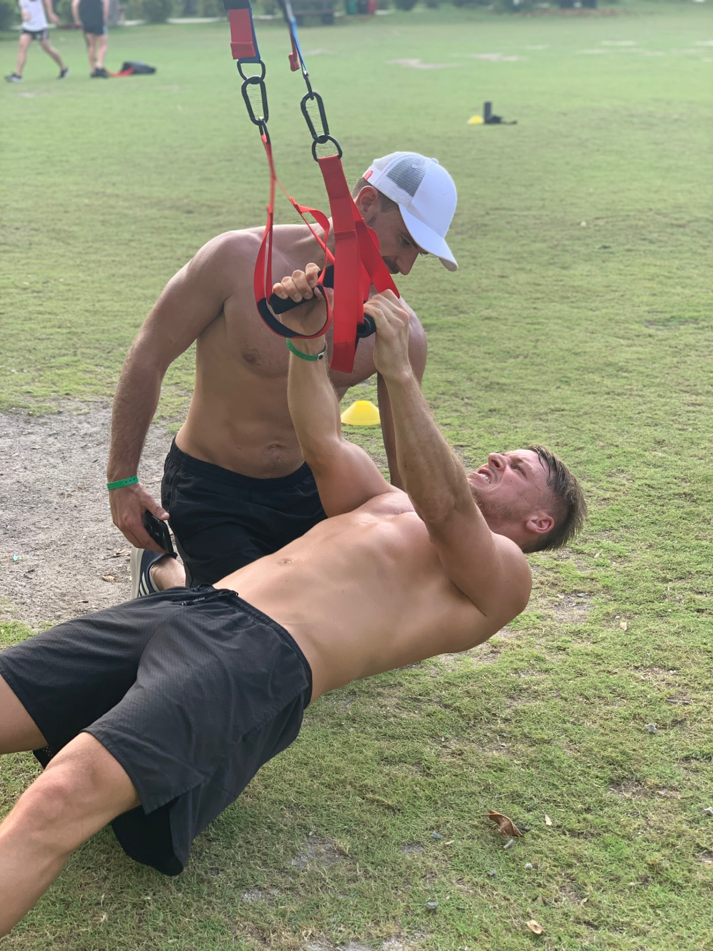 TRX suspension training session during a retreat