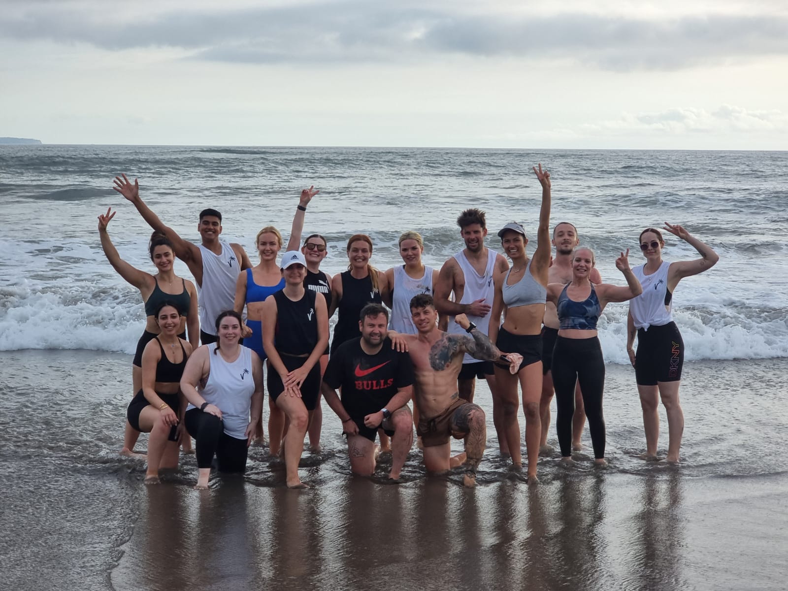 Fitness Escapes group on the beach in Bali