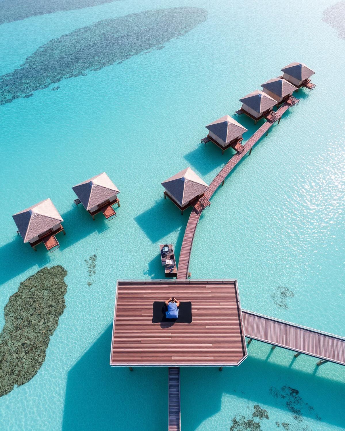 Clear turquoise water and island scenery in the Maldives
